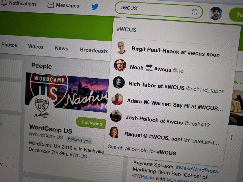 Photo of a Twitter search for WCUS