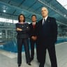 Gina Riley, Brian Dawe and John Clarke in the classic deadpan Aussie satire on the planning for the 2000 Sydney Olympics, <i>The Games</i>.