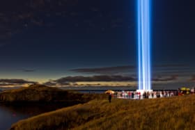 CBW4CW People with the Imagine Peace Tower, Videy, Reykjavik, Iceland
