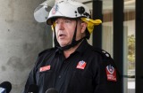 Superintendent Adam Dewberry of Fire and Rescue New South Wales speaks to the media outside Opal Tower on Christmas Day.