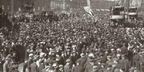 Strikers gathered at St Georges Hall