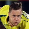 Australia's Jason Behrendorff bowls during the second Twenty20 cricket match against India in Gauhati, India, Tuesday, Oct. 10, 2017. (AP Photo/Manish Swarup)