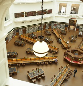 Photograph of La Trobe Reading Room from above