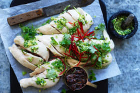 Kylie Kwong recipe for Good Food : POACHED CHICKEN SERVED WITH TWO DIPPING SAUCES Photograph by William Meppem