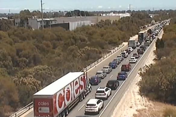 Backed up traffic following the Balcatta crash.