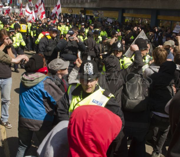 Anti-fascists block the racists' route in 2012 