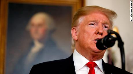 President Donald Trump speaks about the partial government shutdown, immigration and border security in the Diplomatic Reception Room of the White House, in Washington, Saturday, Jan. 19, 2019. (AP Photo/Alex Brandon)