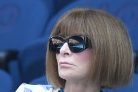 Fashion editor Anna Wintour is seen in the stands during the match between Stefanos Tsitsipas of Greece and Roberto Bautista Agut of Spain for the men's singles quarter final at the Australian Open Grand Slam tennis tournament in Melbourne, Australia, 22 January 2019. (AAP Image/Lukas Coch) NO ARCHIVING, EDITORIAL USE ONLY