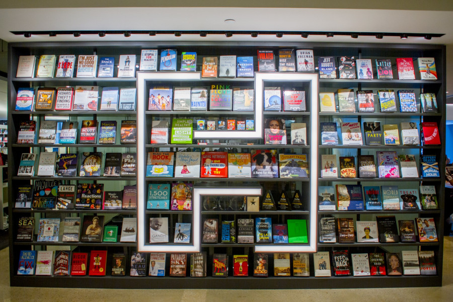 Hachette bookcase and showroom