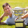 Novak Djokovic kicks back in the Botanical Gardens after winning his seventh Australian Open title.