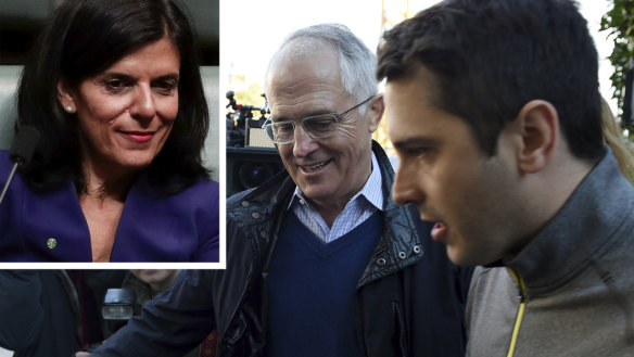 Julia Banks, Malcolm Turnbull, Alex Turnbull composite.