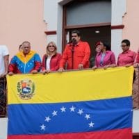 Venezuelan President Nicolas Maduro speaks from the Presidential Palace in Caracas, Venezuela, Jan. 23, 2019