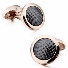 Rose Gold and Textured Black Cufflinks