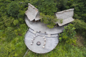 Rainforest, Jungle, Gorilla, Jan Vermeer Photography, Congo, Odzala, African Parks, Birds, Mammals
SatFeb2cover - Odzala Discovery Camps - Catherine Marshall
Image supplied by Odzala Discovery Camps via The Classic Safari Company for use in Traveller
1. Odzala Discovery Camps - Lango Camp boma aerial view