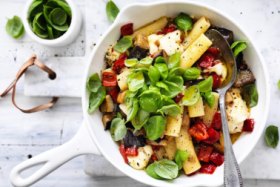 Rigatoni with eggplant, capsicum and bocconcini.