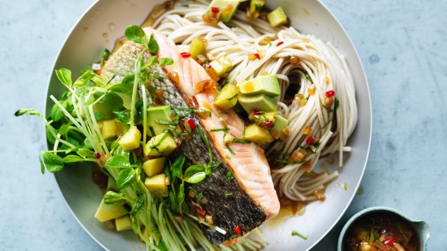 Cool salmon noodles for summer.