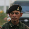 Members of the Venezuelan army and National Guard block the main access to the Tienditas International Bridge that links Colombia and Venezuela.