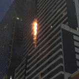 The Spencer Street apartment building that caught fire on Monday morning is fitted with combustible cladding.