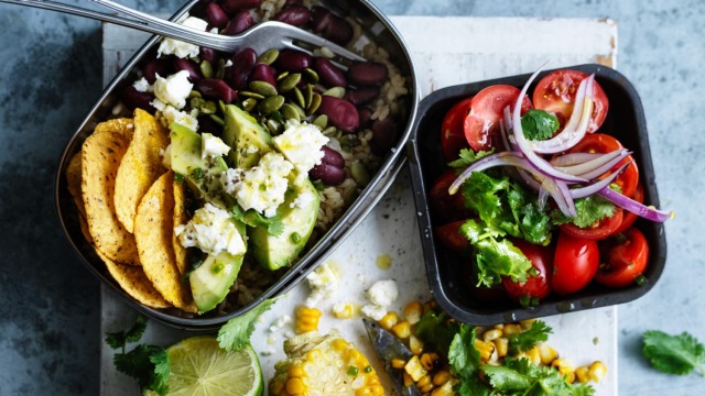 Fresh and colourful Texy-Mexy lunchbox salad.