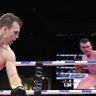 Over and out: Jeff Horn was impressive fighting at a heavier weight in the mismatch against Anthony Mundine.