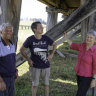 Garry Squires, Liz Mitchell and May Leatch are campaigning to save the 770-metre long timber trestle rail bridge in Orbost. 