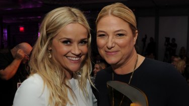 With Reese Witherspoon, left, before Papandrea left Pacific Standard in August.