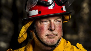 Bungendore RFS Captain, Sheldon Williams, in burnt land near Hazeldell Rd where he worked to save properties in January 2013. The area was burnt again on Wednesday.