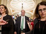 Rep. Richard Shelby, R-Ala., speaks to reporters as he leaves a closed-door meeting at the Capitol as bipartisan House and Senate bargainers trying to negotiate a border security compromise in hope of avoiding another government shutdown on Capitol Hill, Monday, Feb. 11, 2019, in Washington. (AP Photo/Andrew Harnik)