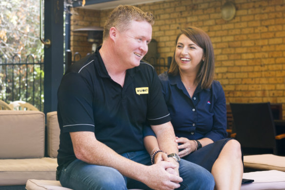 CEO of R U OK? Brendan Maher and partner Tanya Senior at home in Tuggeranong.