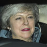 Britain's Prime Minister Theresa May leaves the Houses of Parliament in Westminster following a Brexit vote in the House of Commons.