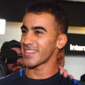 Refugee footballer Hakeem al-Araibi with Craig Foster arrives back to Melbourne.