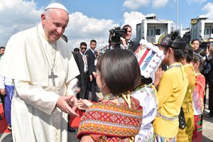 File:In this image provided by L’Osservatore Romano, Pope Francis arrives in Yangon, Myanmar, on Monday, Nov. 27, 2017.