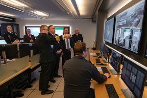 U.S. Secretary of State Michael R. Pompeo tours the Command Center at Keflavik Airbase, Iceland, on February 15, 2019.