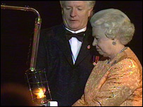 The Queen lit the national beacon at HMS Victory