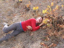 Sadie in the grape orchard