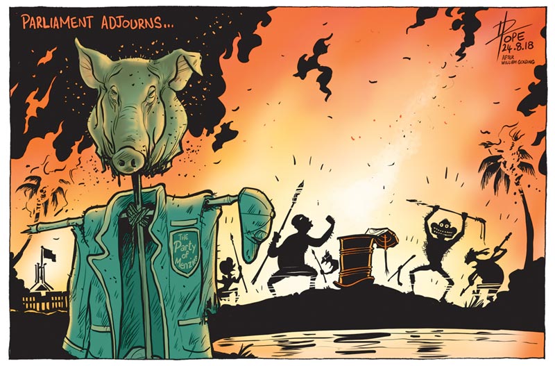 Cartoon, Lord of the Flies in the Liberal Party room