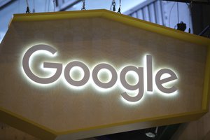 The Google logo is seen at the Vivatech, a gadgets show in Paris, France, Friday, June 16, 2017.