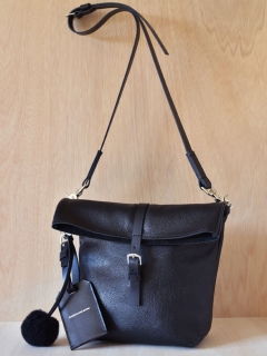 DoBo Fold Top Crossbody Bag - Black