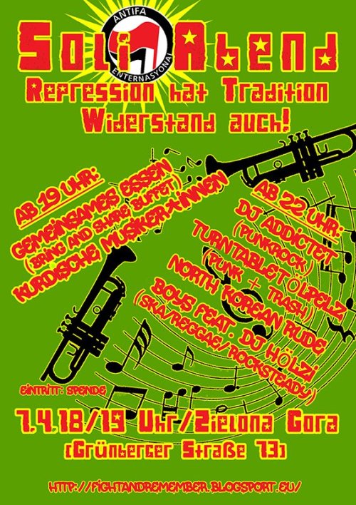 wasistdasfuer1demo:
“ Repression hat Tradition – Widerstand auch! Alle Infos und Soli-Aufruf: http://fightandremember.blogsport.eu/410/soli-abend-repression-hat-tradition-widerstand-auch/
”