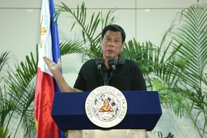 President Rodrigo Duterte says he does not talk to criminals in a news conference at the Francisco Bangoy International Airport in Davao City on September 30, 2016.