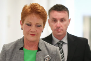 Senator Pauline Hanson with chief of staff James Ashby.