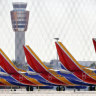 Boeing 737 Max jets grounded at Sky Harbor International Airport in Phoenix on Thursday. 