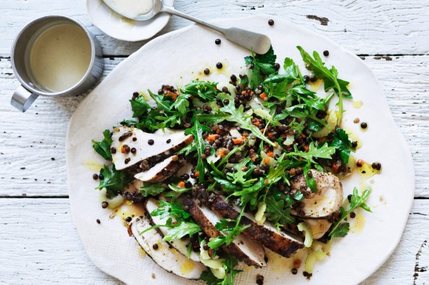 Neil Perry's spice-rubbed chicken and lentil salad <a ...