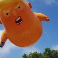 Kicking off today’s protest against Donald Trump’s visit to London, a huge crowdfunded blimp has been lifted into the skies. Urban75 reporter Phil Ross captured the action: