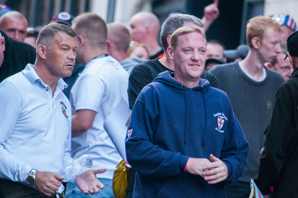 Andrew Shaw (Centre, blue hoodie): Worksop EDL and Notts Casual Infidels