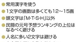 新元号、予想ランク上位は避ける方針　6つの留意事項を考慮