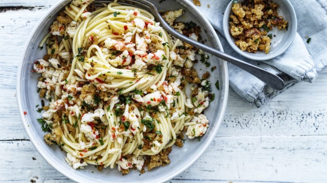 Spaghetti with spanner crab and pangrattato
 