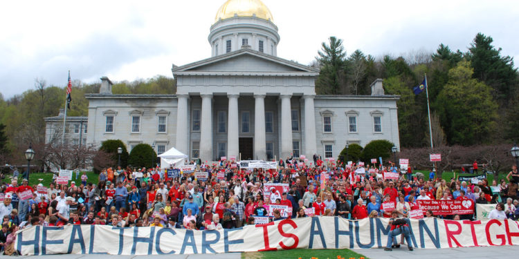 Vermont Human Right To Healthcare. Rally at the State House in Montpelier, VT. Photo by NESRI on Flickr.