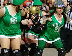 Roller Derby Chicks on speed skates