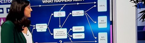 Peston photo from TV screen - Brexit vote options